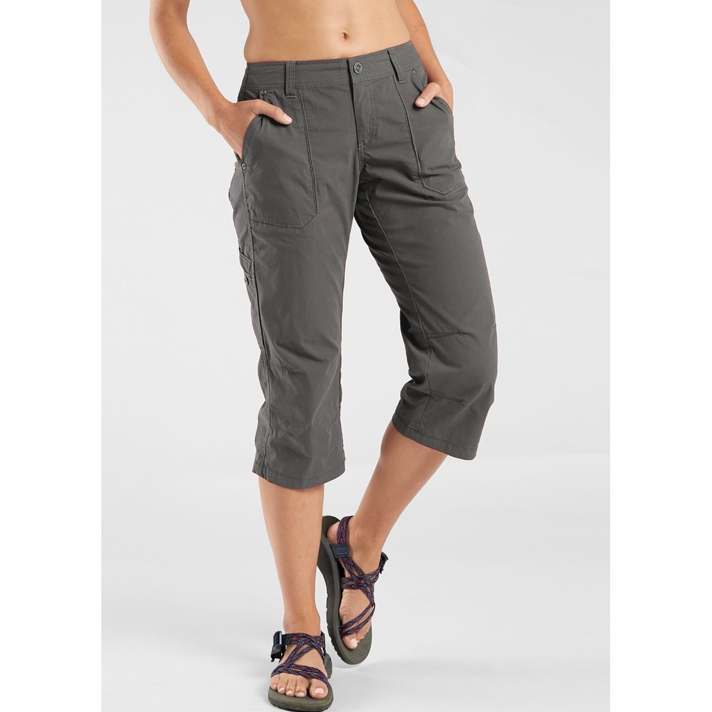 Kuhl Free Range Capri Charcoal Gray Hiking Outdoor Cargo Pants Womens 12